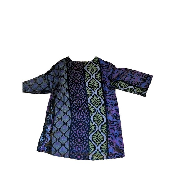 Soft Surroundings Blouse Women SZ PL Multicolor Long Sleeve V-Neck Viscose Blend - Picture 2 of 6